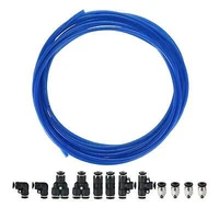 pneumatic 4mm od pu air hose pipe tube kit 5m blue with push to connect fittings