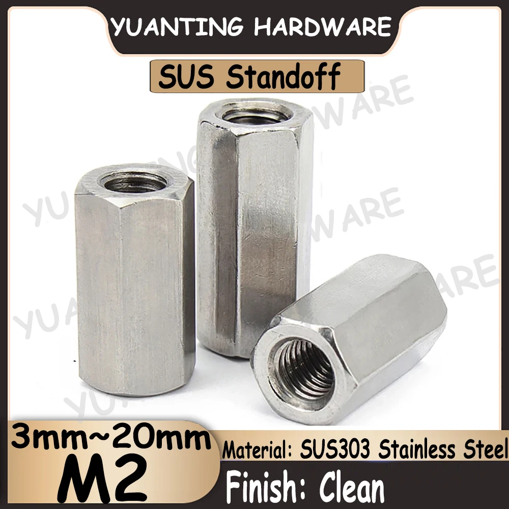 

10Pcs~20Pcs M2x3mm~20mm Female to Female SUS303 Stainless Steel Standoff Spacer Hexagon Stud Hollow Pillars Isolation Column