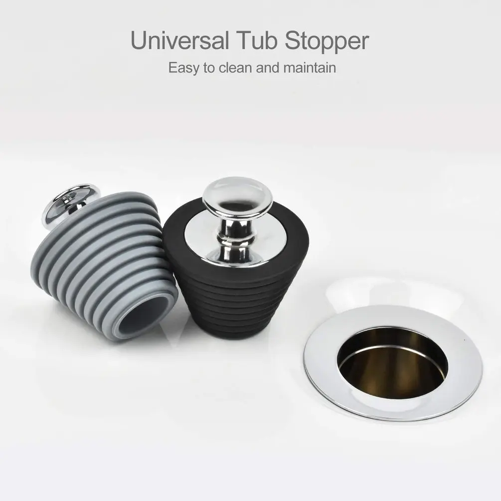 

2Pcs Bathtub Stopper Universal Drain Plug Replacement Silicone Bath Stopper Plug Tub Sink Drainer Bathroom Supplies