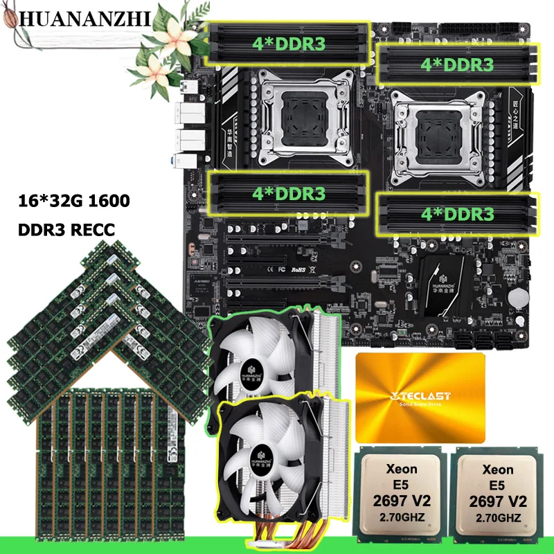 HUANANZHI X79 16D набор материнских плат 480G SATA SSD двойной Процессор Intel Ксеон E5 2697 V2 2 7 GHz dual