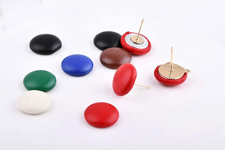 Пряжка из кожаной ткани плоские круглые ручные пуговицы сделай сам серьги с