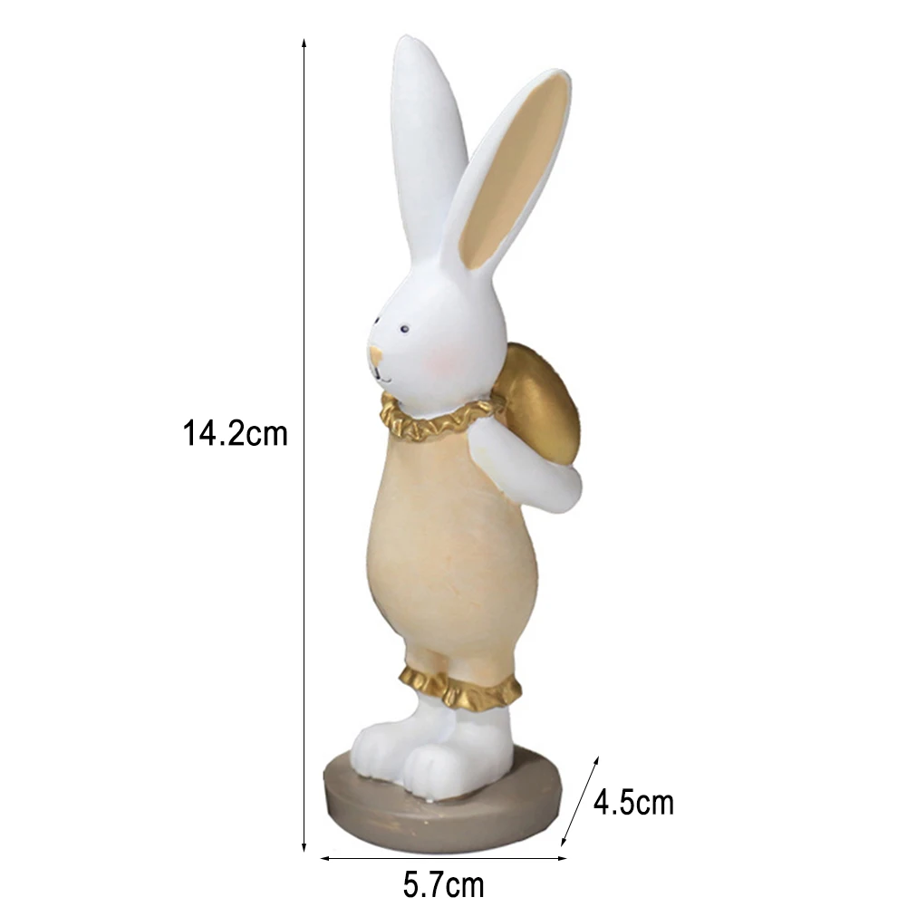 

2pcs Easter Resin Bunny Innovative Golden Egg White Rabbit Figurine Gift Home Office Desktop Decoration Children Room Crafts