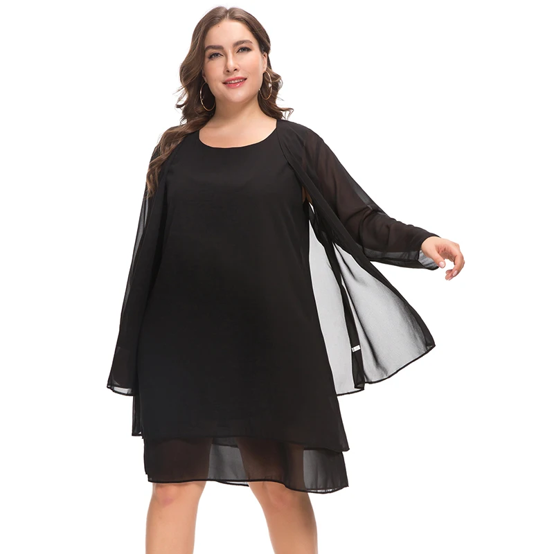 ОTEN 5XL Костюмы Для женщин пикантные Длинные рукава свободные белые вечерние шифоновое платье миди трендовые продукты мода ;набор из двух частей;Большой размер;осеннее платье шифон;женские платья women dress