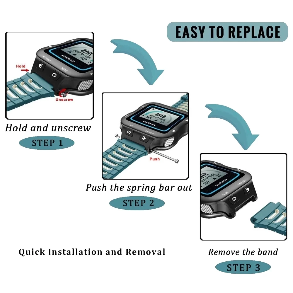 Ремешок силиконовый для спортивных часов Garmin Forerunner 920XT сменный Браслет бега