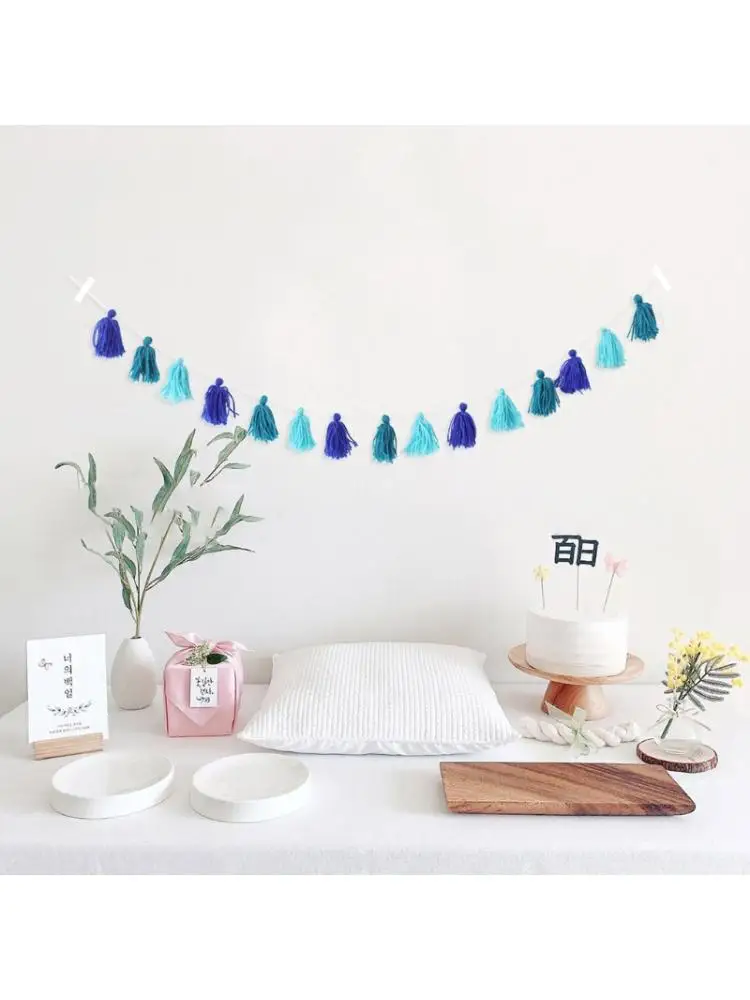 Ручной вязки кисточкой Гирлянда баннер баннеры настенные Висячие украшения