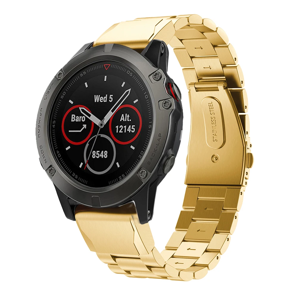 Ремешок из нержавеющей стали для наручных часов Garmin Fenix 5 5x 5s Plus 6 6S 6x Pro 3 HR