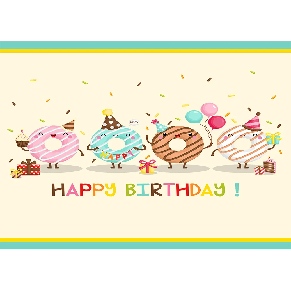 Виниловый фон для фотосъемки детей с изображением пончиков|Фон фотосъёмки| |