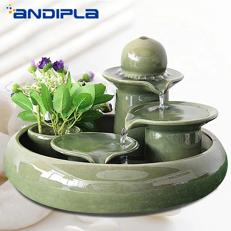 Креативный керамический водный фонтан Lucky Craft 110 В для гостиной настольный цикл