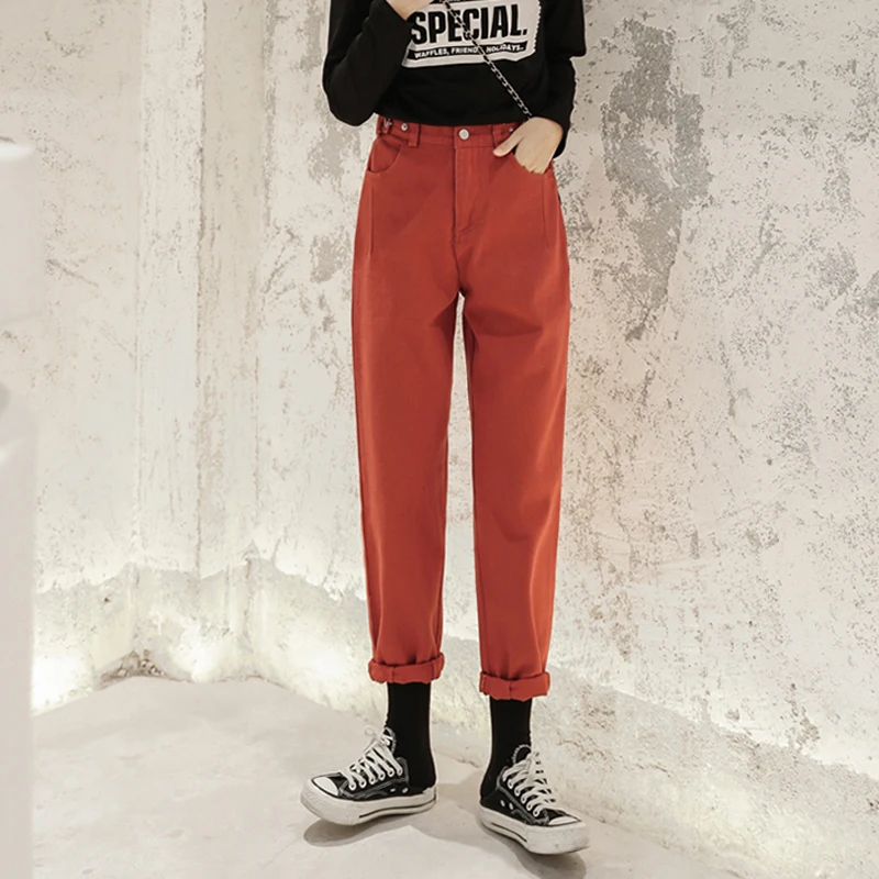 Женские джинсы на весну с высокой талией свободного покроя | Женская одежда