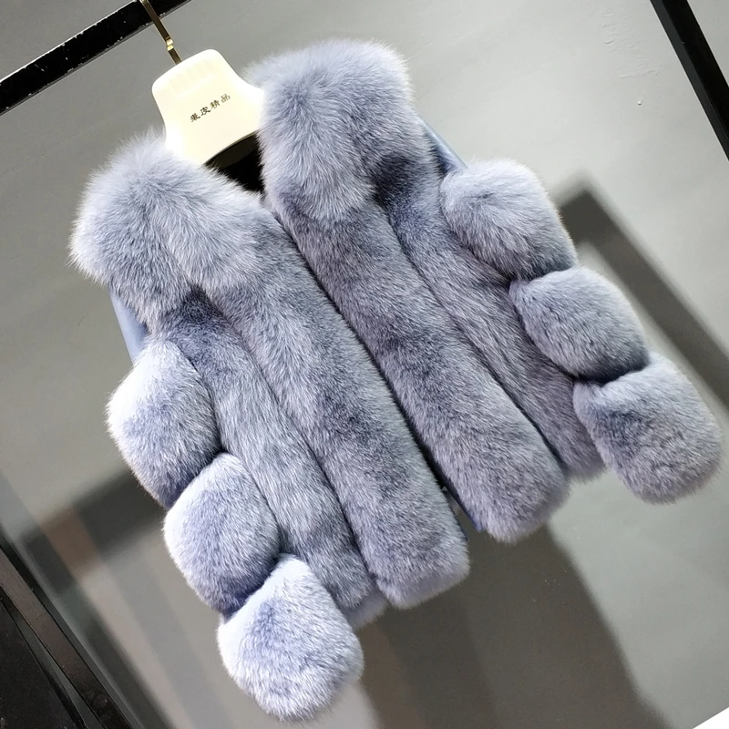 Женское высококачественное пальто из 100% натурального меха жилет Лисьего кожаная