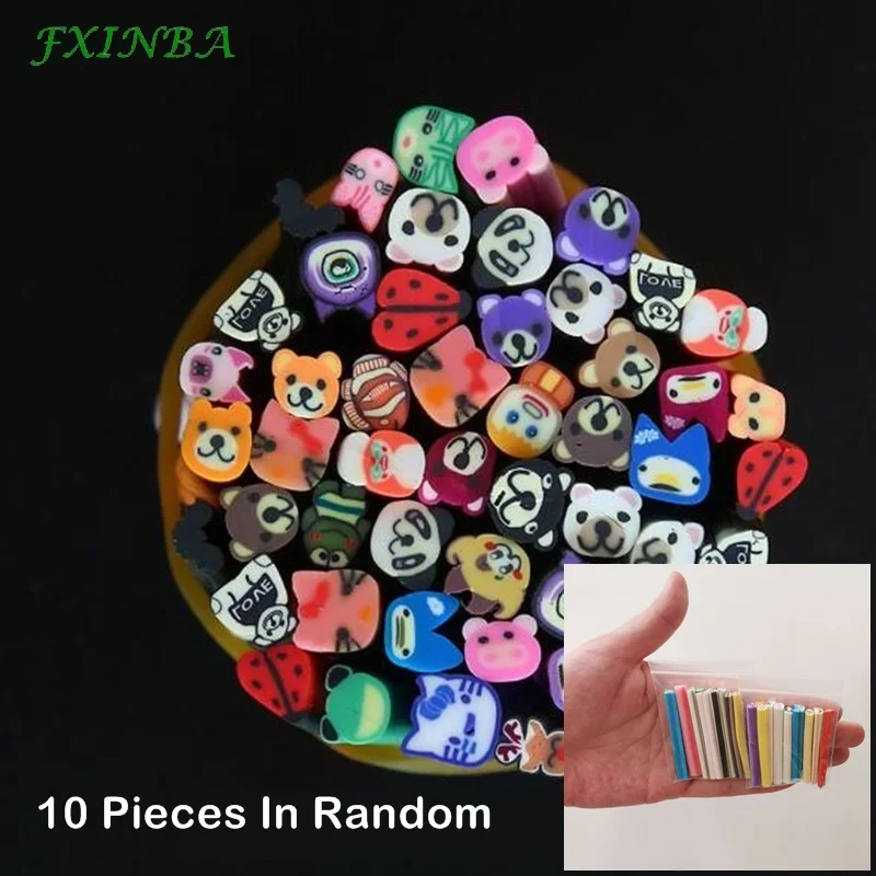 FXINBA 10 шт./лот Fimo фруктовые Ломтики Для слайма/ногти искусство советы глины искусственные фруктовые ломтики палочки Slimes игрушки Lizun DIY