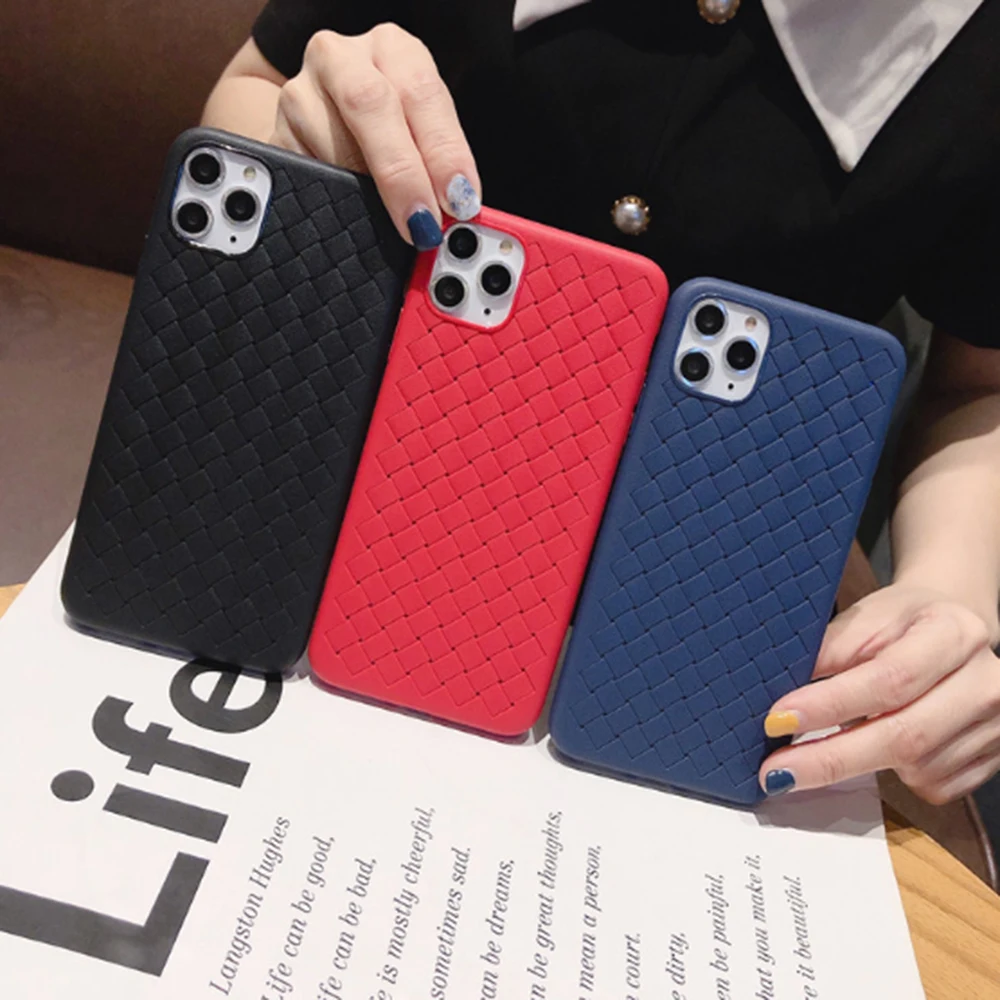 Breathable Mesh Phone Case Weaving Grid Silicone Soft Cover Luxury Leather Cases For iPhone 11 Pro Max 6 6s 7 8 Plus X XR XS | Мобильные