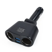 auto car charger socket splitter dual port 12 24v usb adapter outlet voltmeter car cigarette lighter