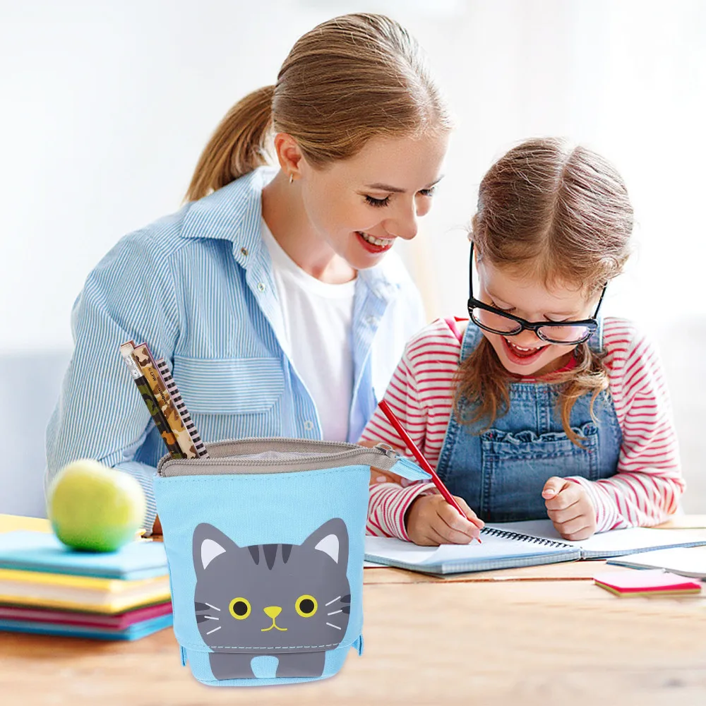 

1pc Student Pen Bag Lovely Pen Pouch Telescopic Pen Holder Stationery Case