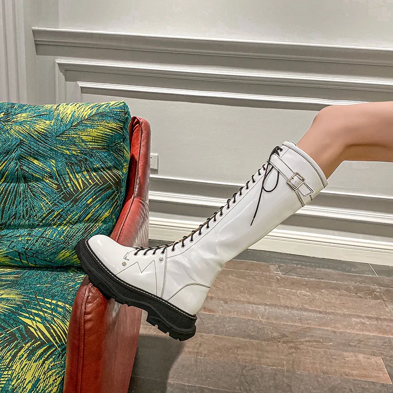 

FEDONAS Fashion Autumn Winter Genuine Leather Knee High Boots Leather Round Toe Thick Heels Pumps Newest Party Shoes Woman