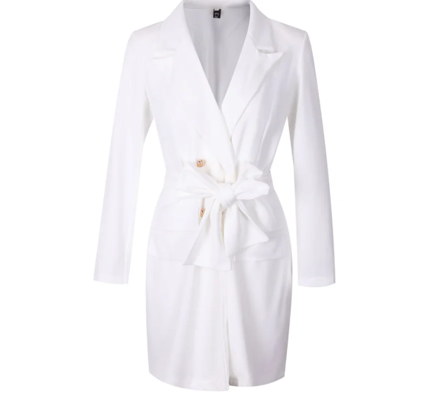 Женский костюм с длинным рукавом высокой талией двубортный пиджак Осень