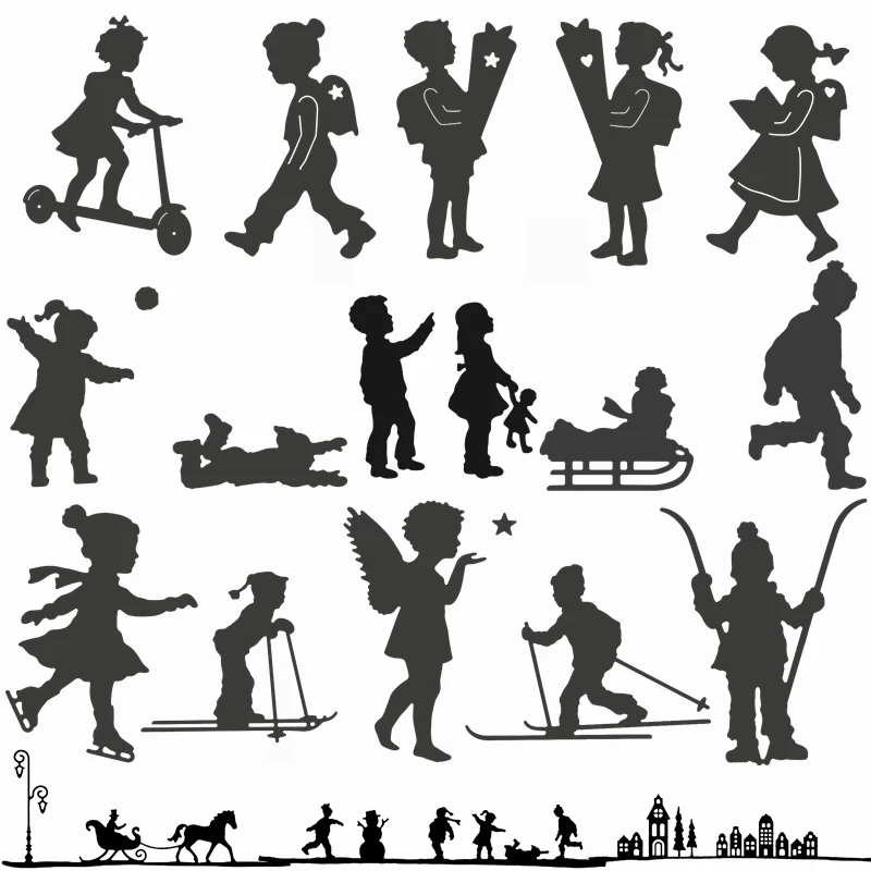 Мальчики и девочки зимние спортивные лыжи катание Катание на коньках здание снег