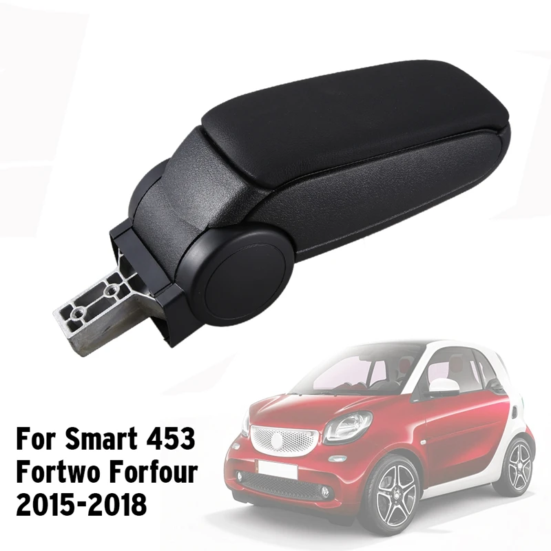 

Car Storage Box, Leather Armrest Box For Smart 453 Fortwo Forfour 2015-2018 Interior Accessories Black