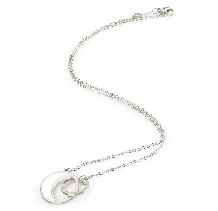

Moon shape with Stainless steel and Shell necklace and earings exquisite two - piece set