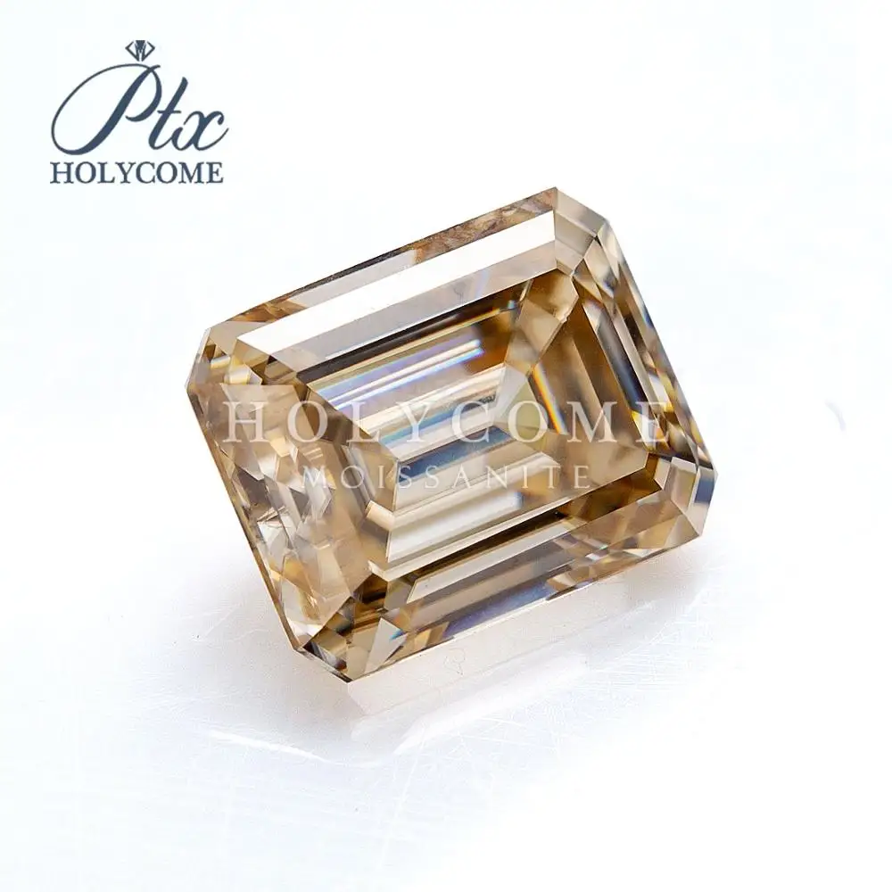 

4x5.5mm emerald cut hot sale light champagne GRA brilliant cut loose moissanite for diamond ring supplier factory direct supply
