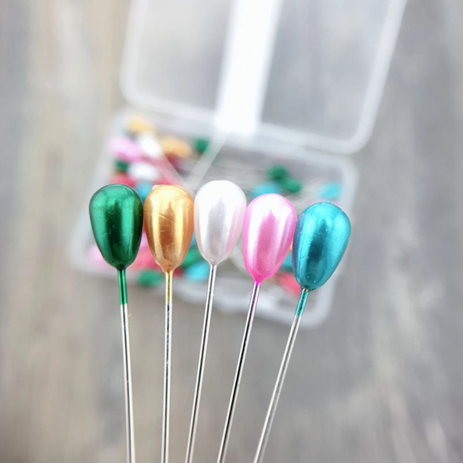 100 шт. Радужный цвет жемчуг иголки с головкой стежка прямая кнопка швейные