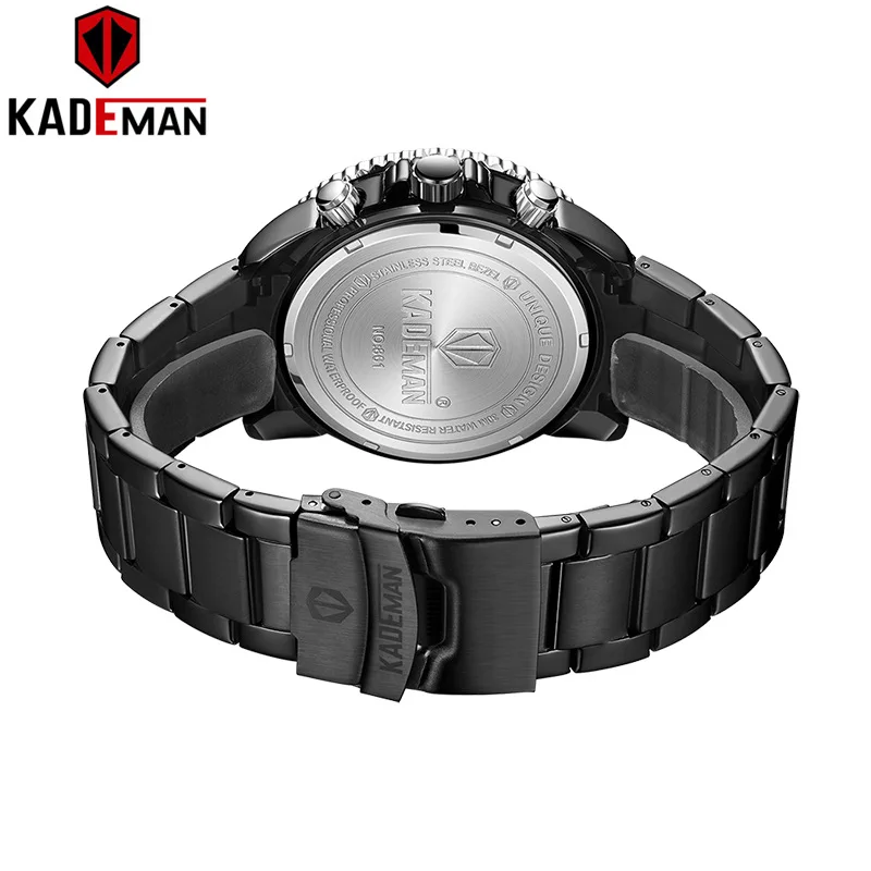 

KADEMAN men's watch strap multifunctional three-eye sports water quartz watch 861