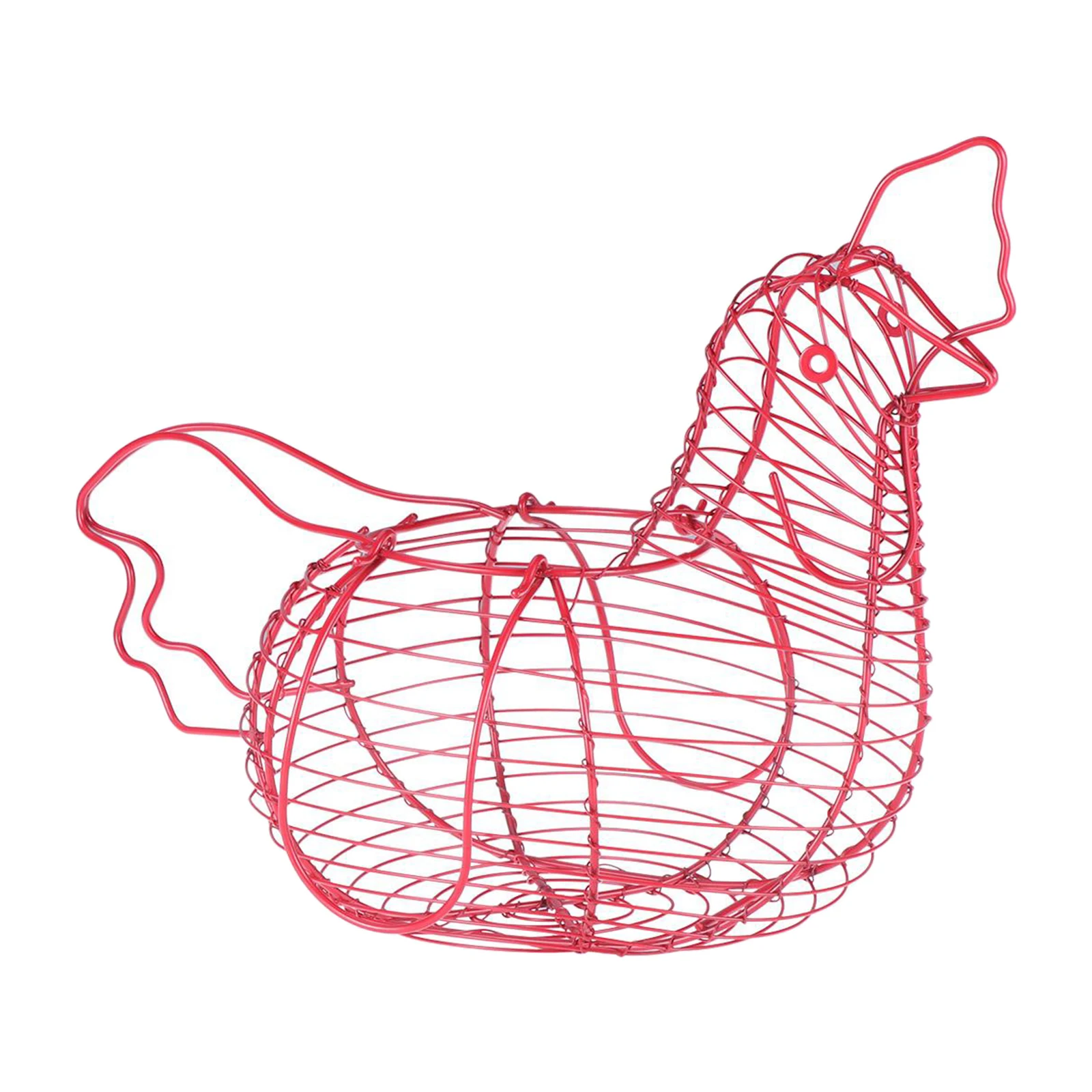 

Rustic Egg Storage Basket Wired Hen Shaped Egg Basket Wire Holder