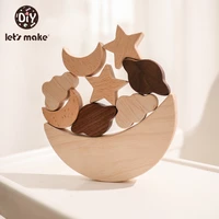 lets make baby 9pcs wooden star moon jenga set montessori toy childrens puzzle stacking blocks newborn teether gift toy set