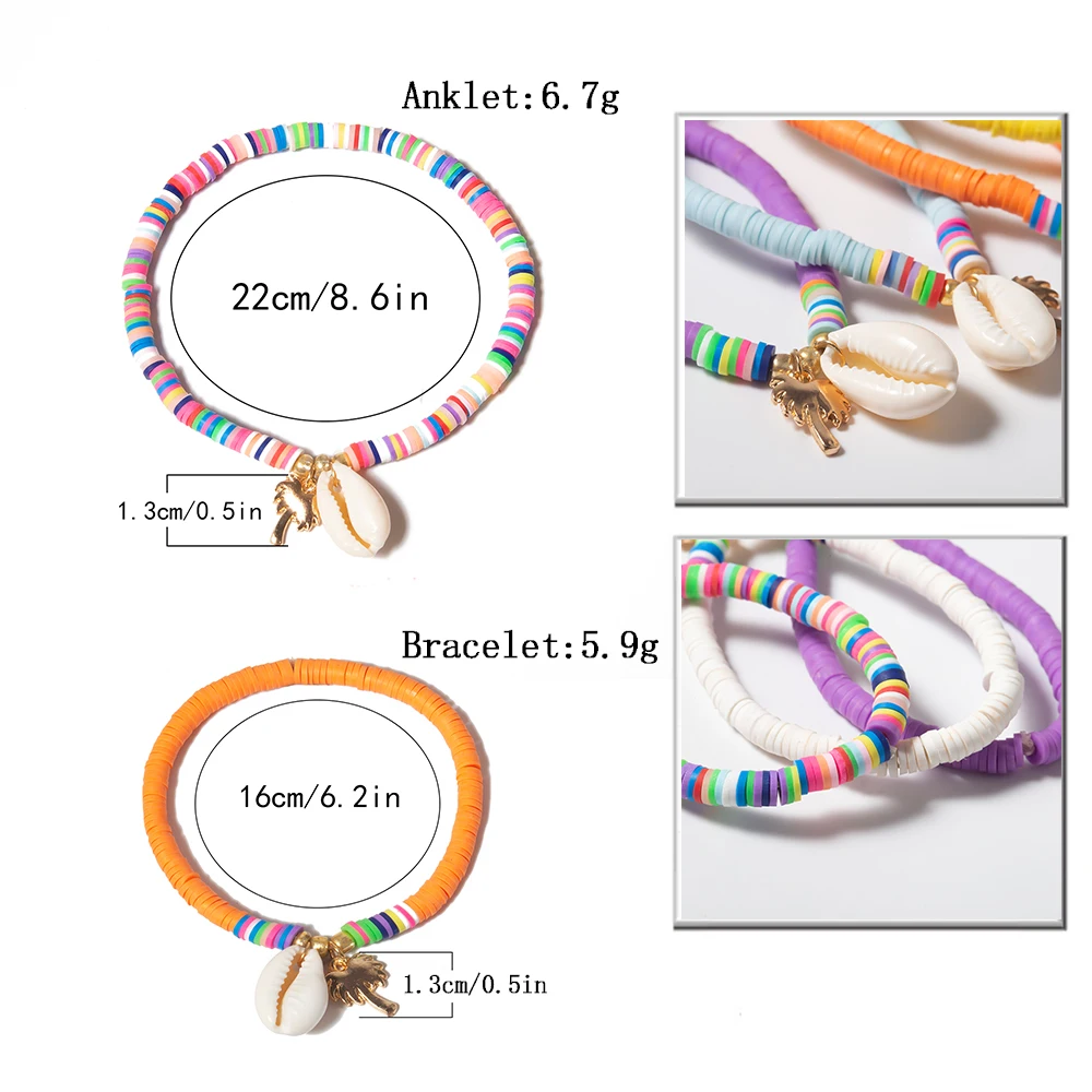 

IngeSight.Z Bohemia Natural Shell Bracelets Bangles Charm Adjustable Rainbow Soft Pottery Bracelet Wrist Chain for Women Jewelry