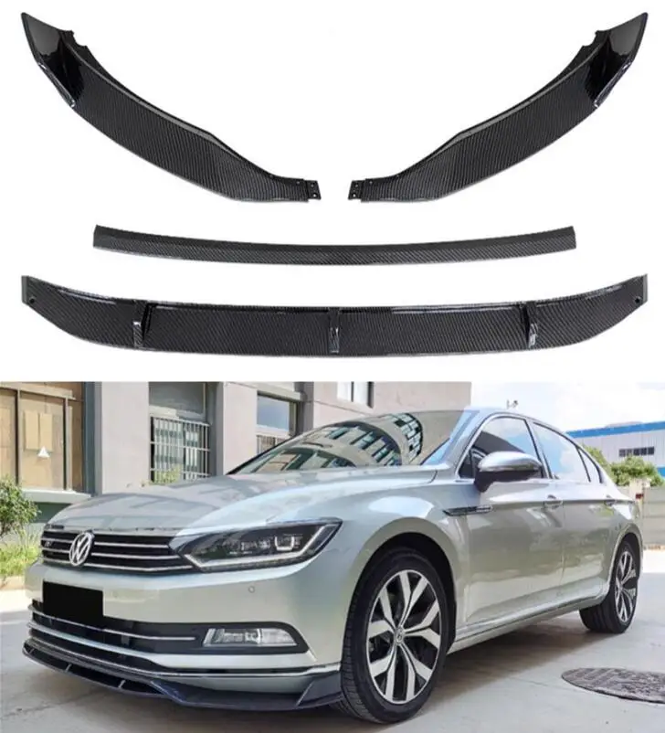 

Комплект для переднего бампера из углеродного волокна, 4 шт., разветвители для губ, щитки, спойлер для Volkswagen VW Passat B8 2017 2018 2019 2020