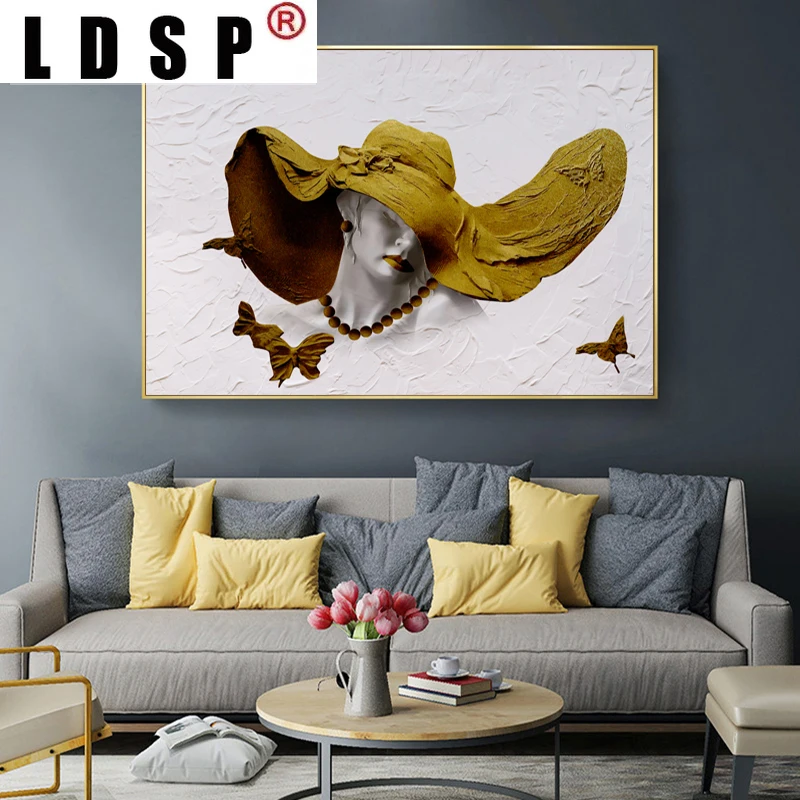 Живопись на холсте LDSP абстрактная женская шляпа плакат искусства на стену для гостиной, дивана, статуэтки, плакаты и печати для домашнего декора.
