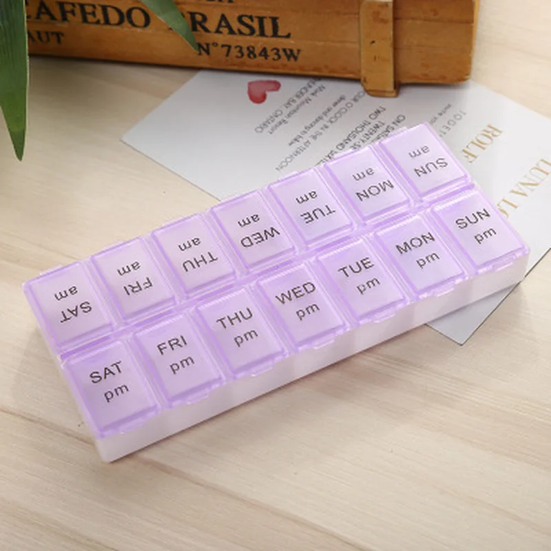 Чехол-органайзер для хранения лекарственных таблеток 7 дней в неделю 7/14 ячеек