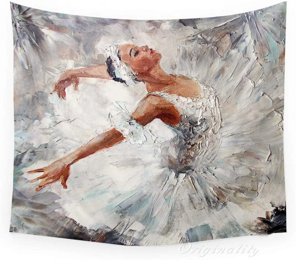 

Dancer Tapestry White Cute Ballerina Dancing Room Decorative Wall Hanging For Men Women Girl Boy Polyester