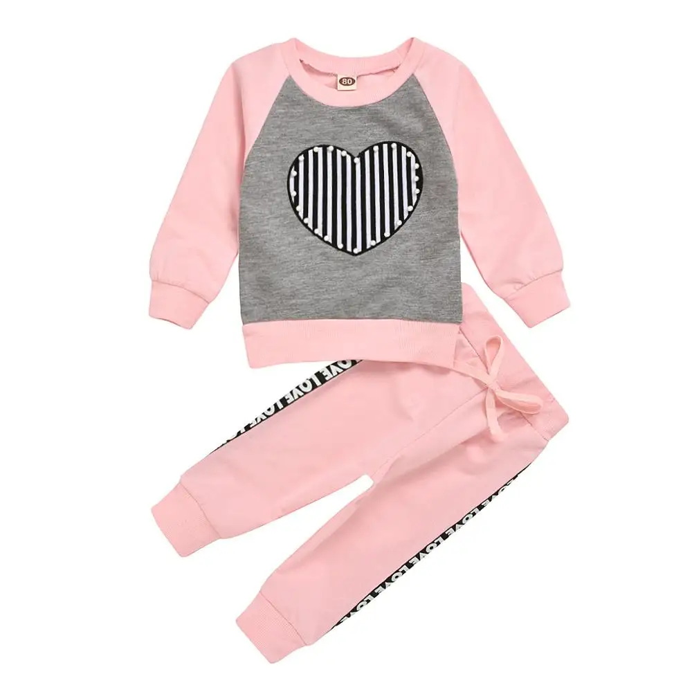 

ZWF446 Toddler Kids Baby Girl clothes Polka Dot Ruffled long Sleeve T shirt Tops Pants Clothes Outfits Girls Clothing Sets