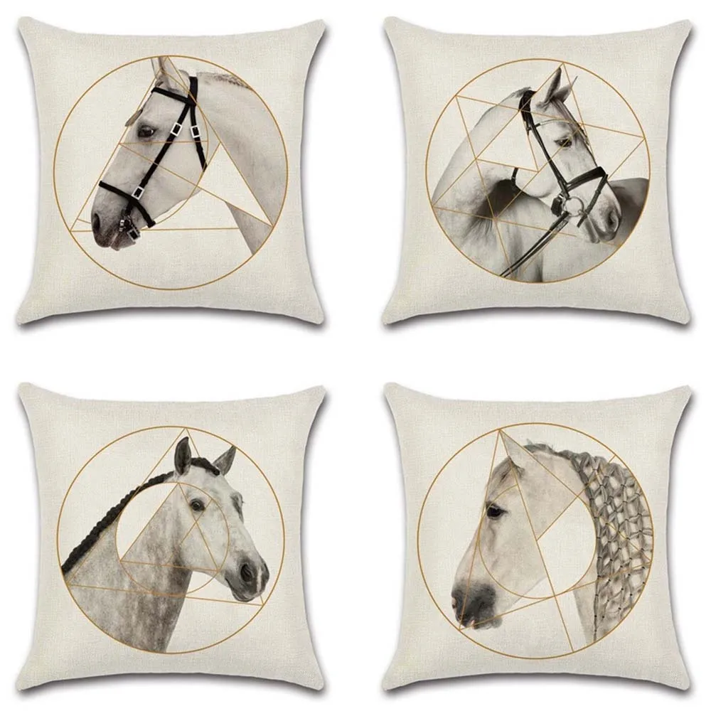 Лошадь геометрическое украшение картина наволочка декоративный домашний диван