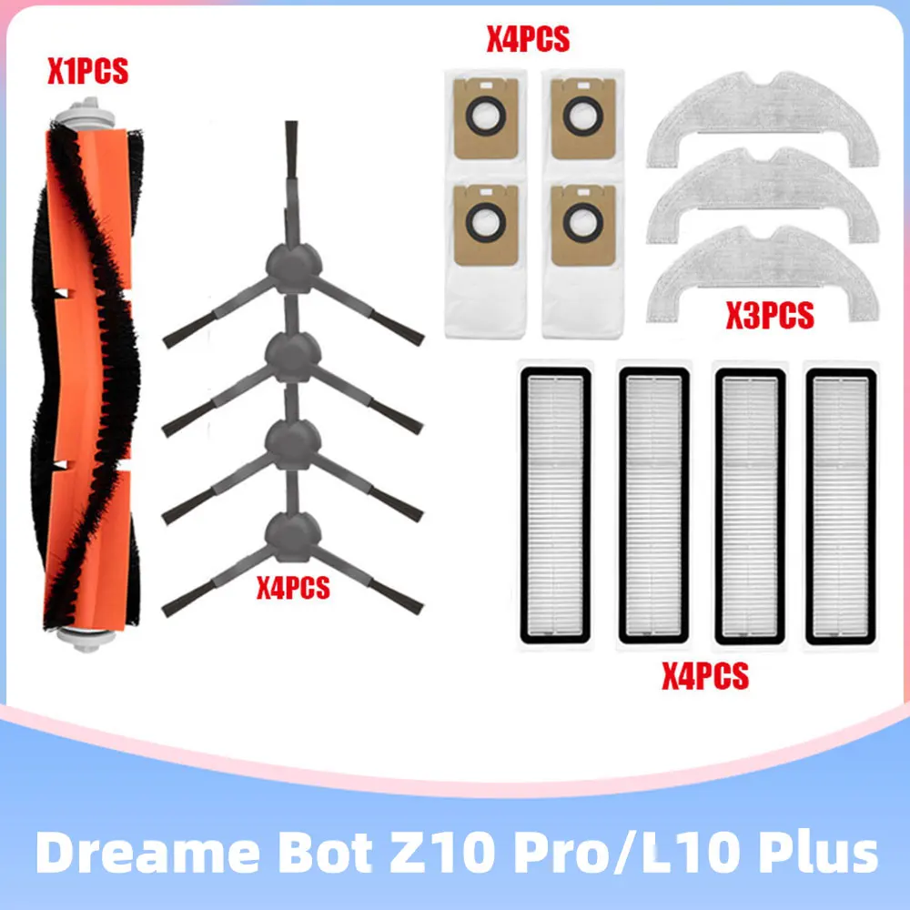 Spare for Xiaomi Dreame Bot L10 Plus Z10 Pro Main Side Brush Hepa Filter Dust Bag Mop Cloth Rag Robotic Vacuum Cleaner Parts