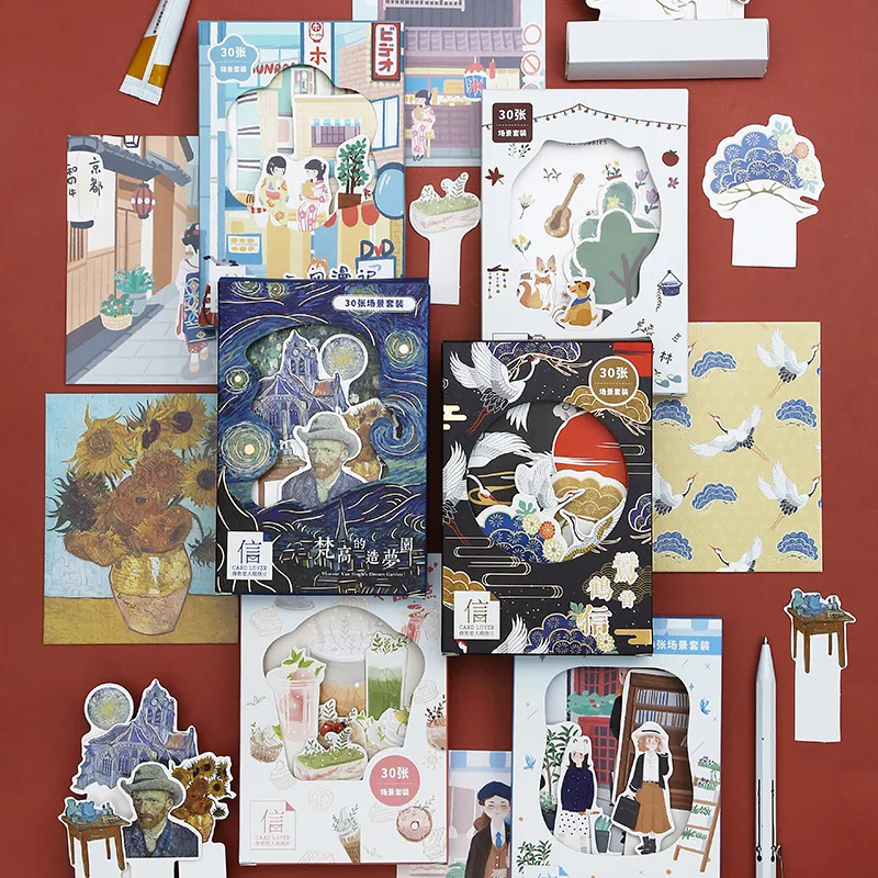30 шт./компл. Творческий Ван Гог серии сцена Почтовые открытки DIY 3D с изображением