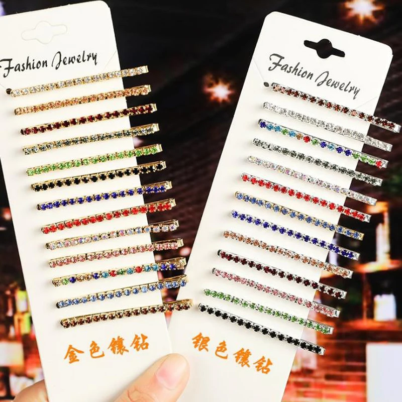 2Pcs/Set Women Girls Shiny Crystal Rhinestones Hairpins Barrettes Hair Clips Hairstyle Design Styling Tool Accessories |