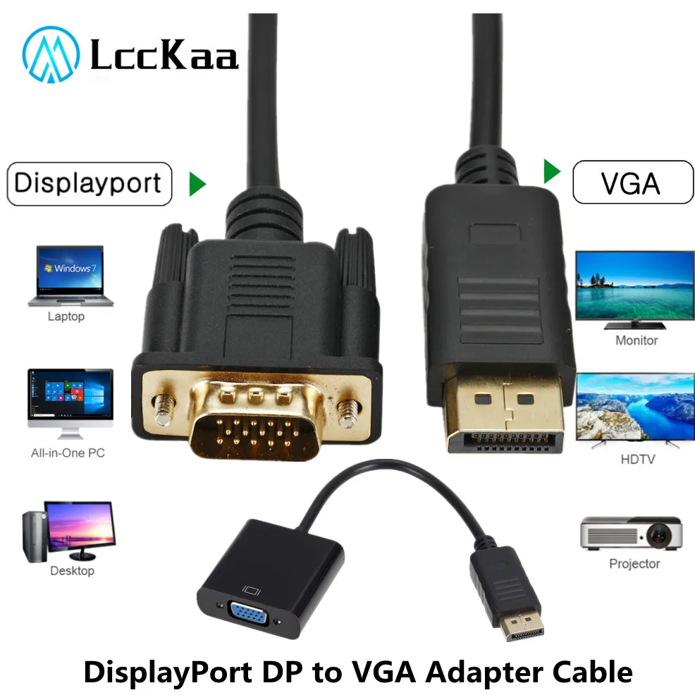 Кабель-адаптер LccKaa DP-VGA внешний порт дисплея для ПК ноутбука проектора монитора