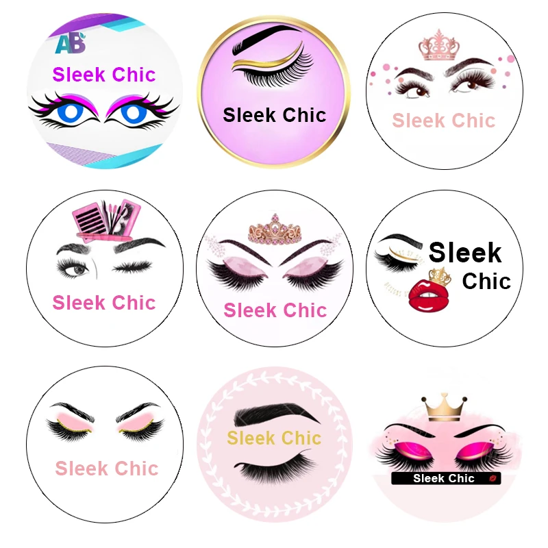 Mink Eyelashes Custom Logo Stickers For Lash Box Lashes Packaging Boxes Free Design 25mm Mink Lashes Logo Lable