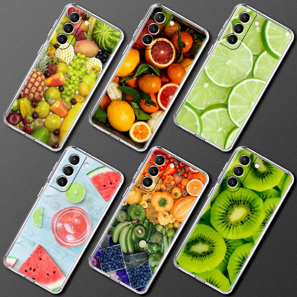 

Summer Fruit Lemon Clear Phone Case For Samsung Galaxy S20 FE S21 Ultra S10 Plus 5G S10e S9 S8 S7 Anti-knock Silicone Cover Full