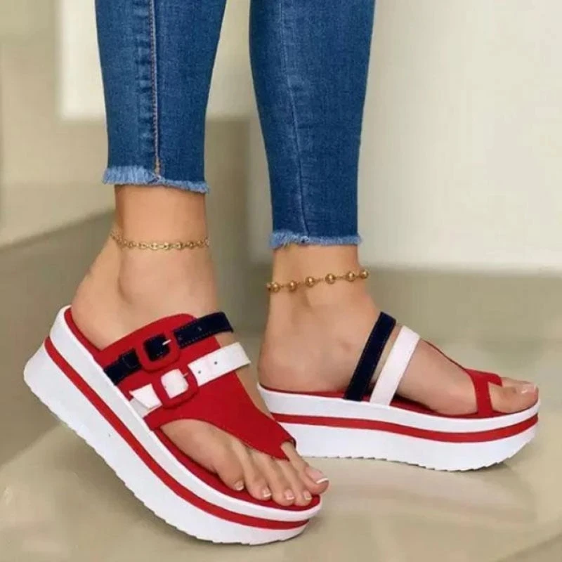 

Summer Fashion Women's Wedges Sandals Beach Casual Female Platform Peep Toe Shoes Slingback Lady Mixed Colors Buckle Sandals 43