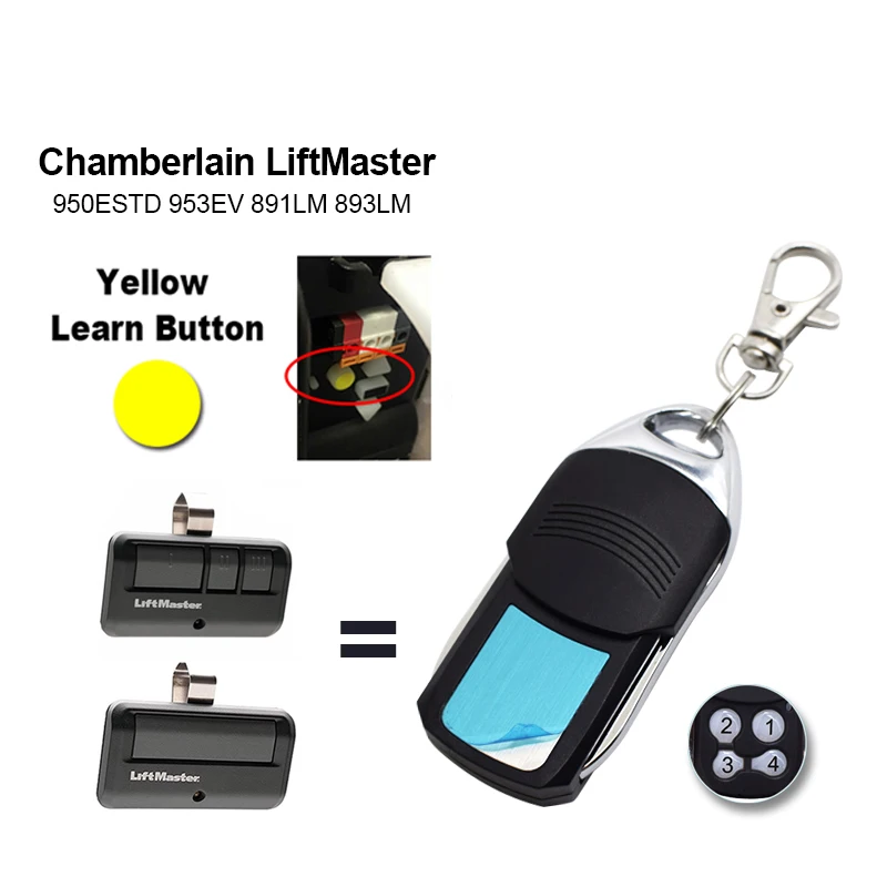 

Garage Remote Control Chamberlain LiftMaster Craftsman 950ESTD 953EV 891LM 893LM Door Opener Yellow Learning Button