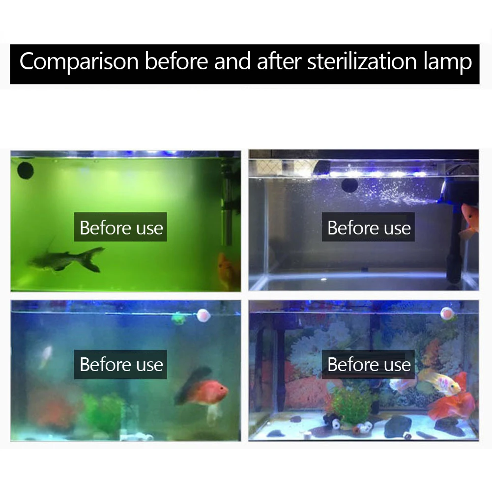 

New 1pc Glass Aquarium Submersible Uv Light Fish Tank Underwater Purifier Lamp