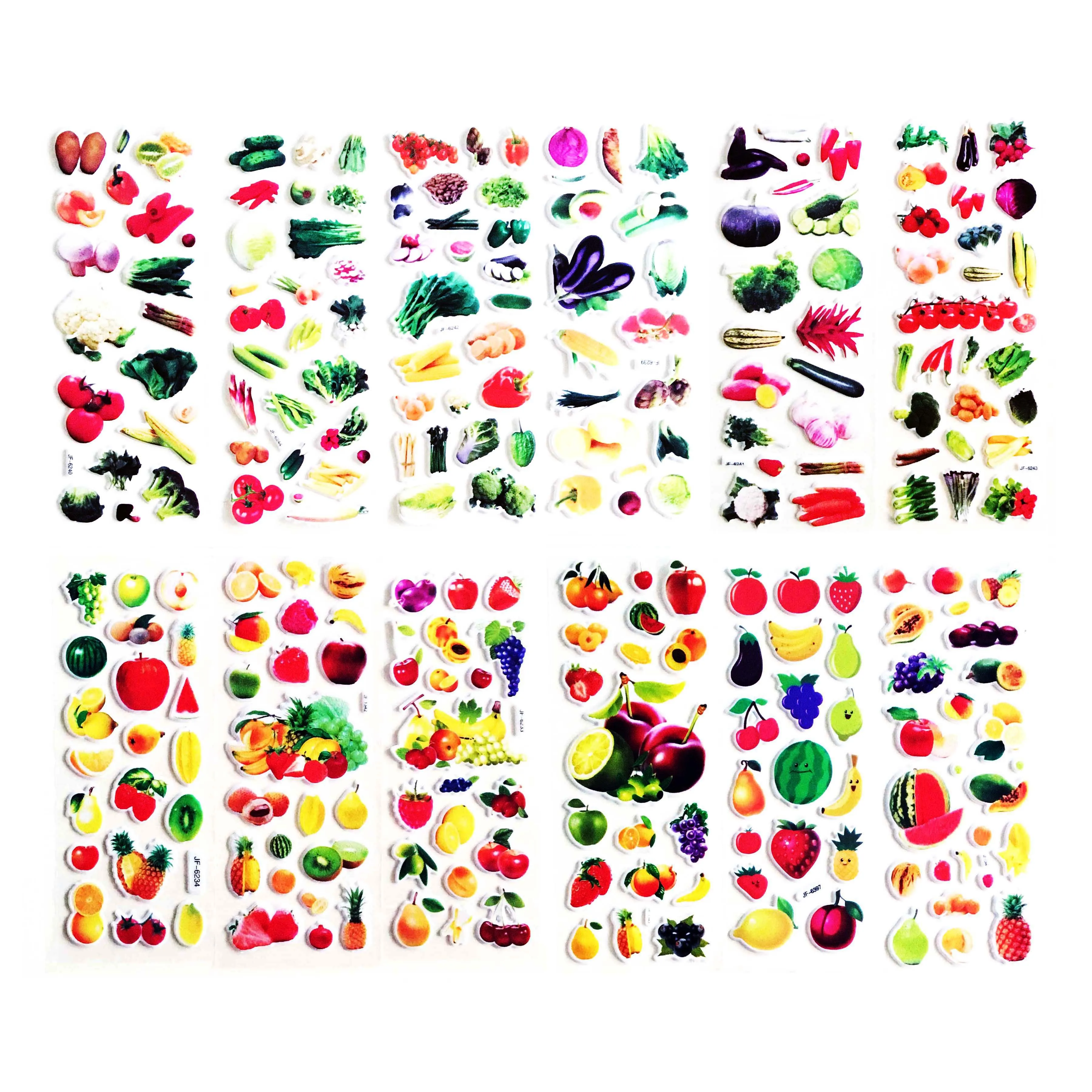 

12pc/set Bubble Stickers 3D Puffy Bulk Cartoon vegetables and fruits Classic Toys Scrapbook For Kids Children Birthday Gift