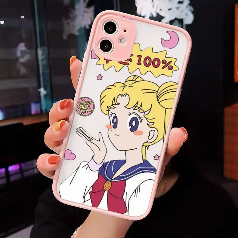 

Sailor Moon Cartoon girl Phone Cases Matte For iPhone 12 Mini 11 Pro XR XS Max 7 8 Plus X Hard PC Back Cover