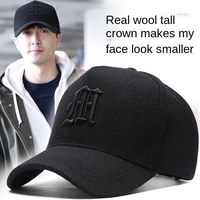 baseball cap for men mens winter wool hat big head circumference high top trucker cap keep warm thickened windproof dad hat