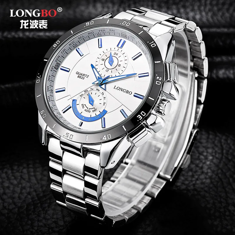 

New simple casual fashion luminous men's watch steel band business waterproof quartz watch