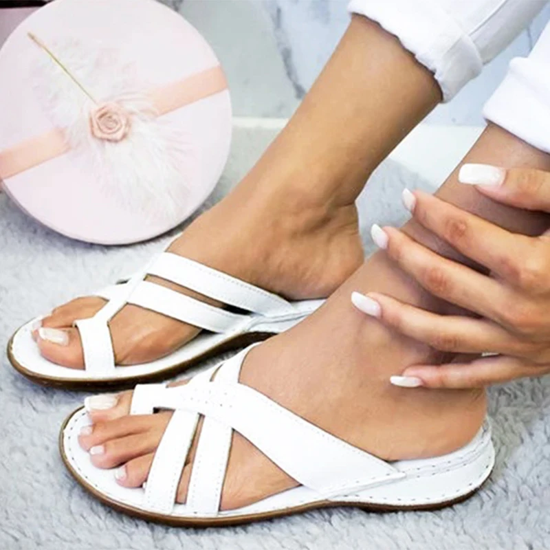 Женские сандалии-гладиаторы в стиле ретро летние повседневные шлепанцы с