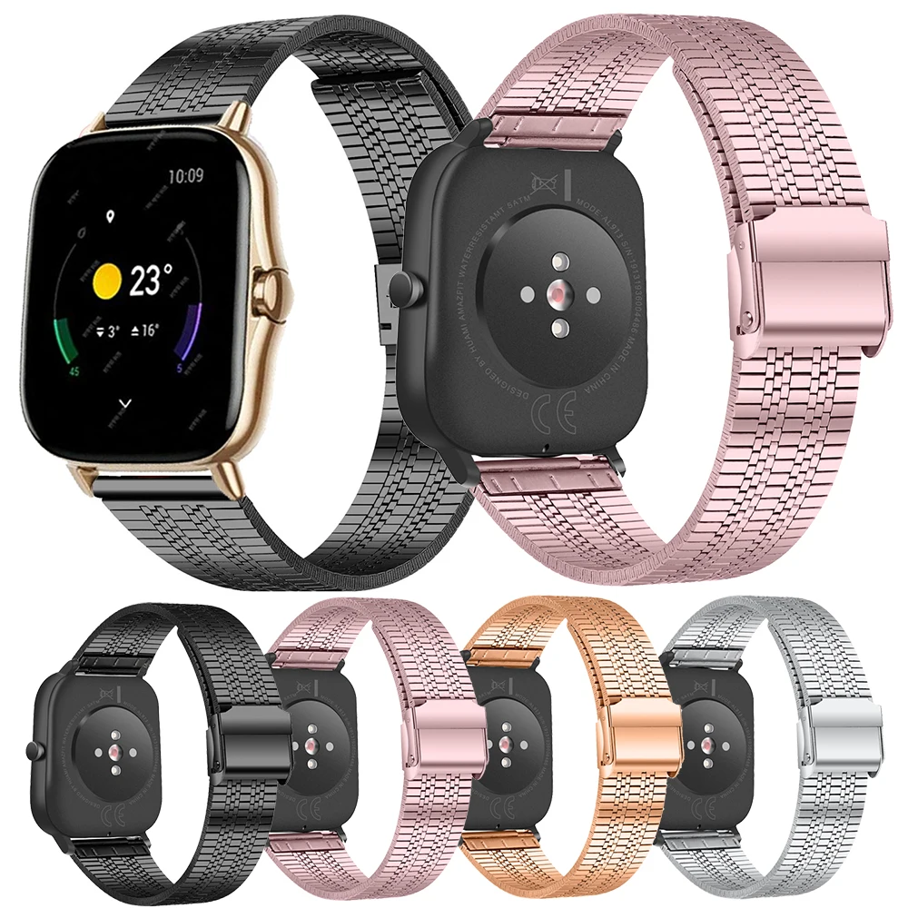 

20 22mm New Stainless Steel Wrist Strap For Huami Amazfit GTS 2 2e 2mini Watch Bracelet Band For Bip S U Lite GTR 2 2e 42mm 47mm